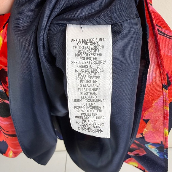 Adrianna Papell Womens 14 Coral Floral Print High Neck Mikado Dress Fit & Flare - Picture 10 of 14